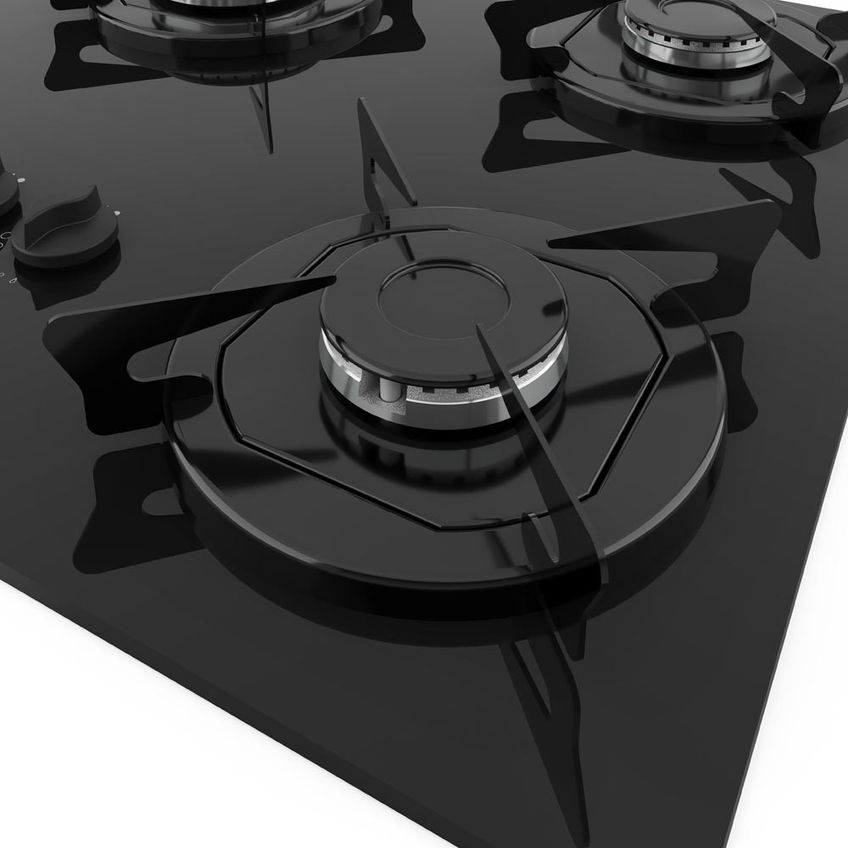 Cooktop Fogatti À Gás Fgt 5b Tc Vidro Preto Flange Esmaltada - imagem 4