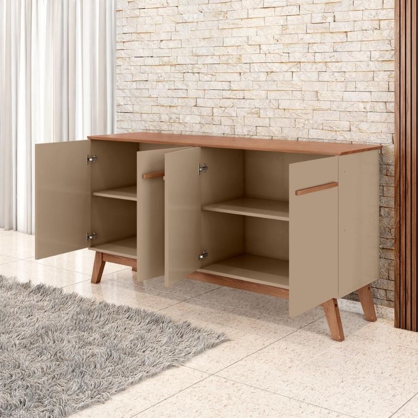 Balcão Buffet 4 Portas Opala 160 cm Fendi Freijó Bechara - imagem 4