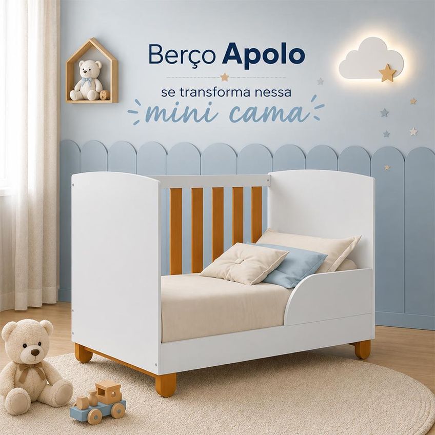 Berço Americano Mini Cama Apolo Branco Fosco/savana - Reller Móveis - imagem 3