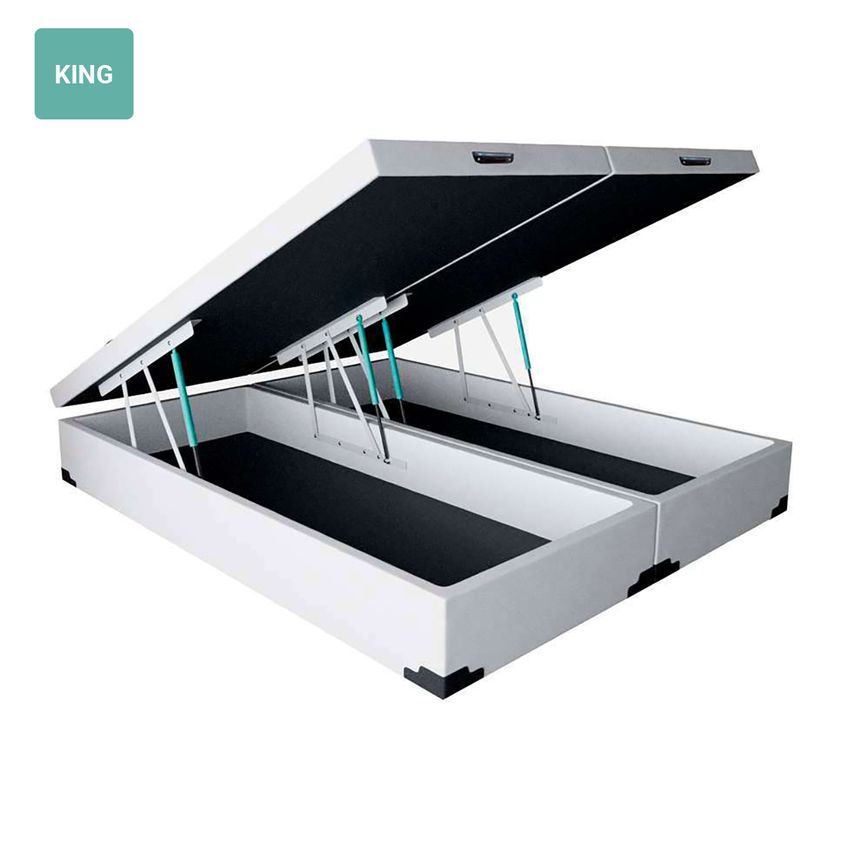 Cama Box Baú King Bipartido Sintético Branca 193x203 - imagem 2