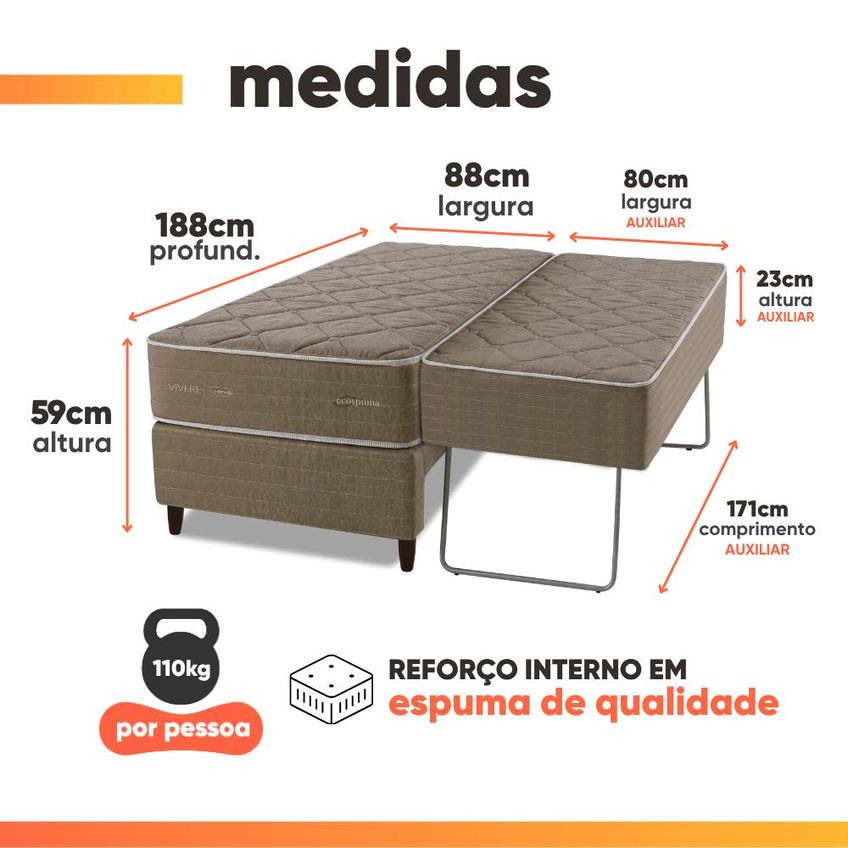 Bicama Articulável Colchão Solteiro Double Face Master Hotelaria 88x188x59cm Herval - imagem 5