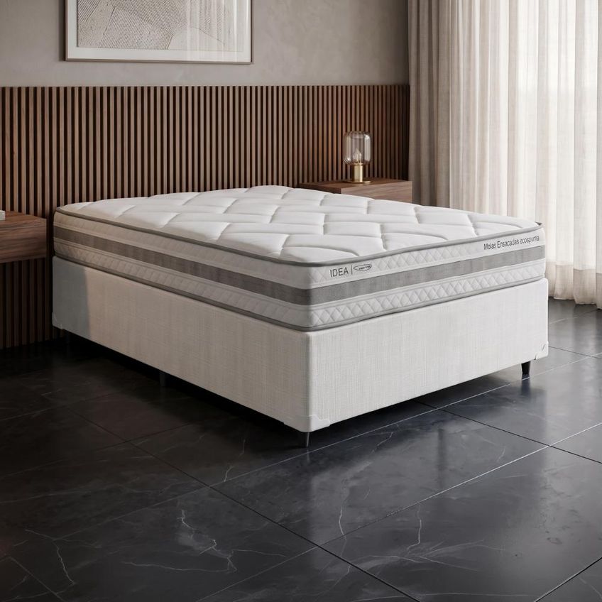 Cama Box Casal Molas Ensacadas Prisma 138x188x60cm Herval Suporta Até 110 Kg Por Pessoa - imagem 2