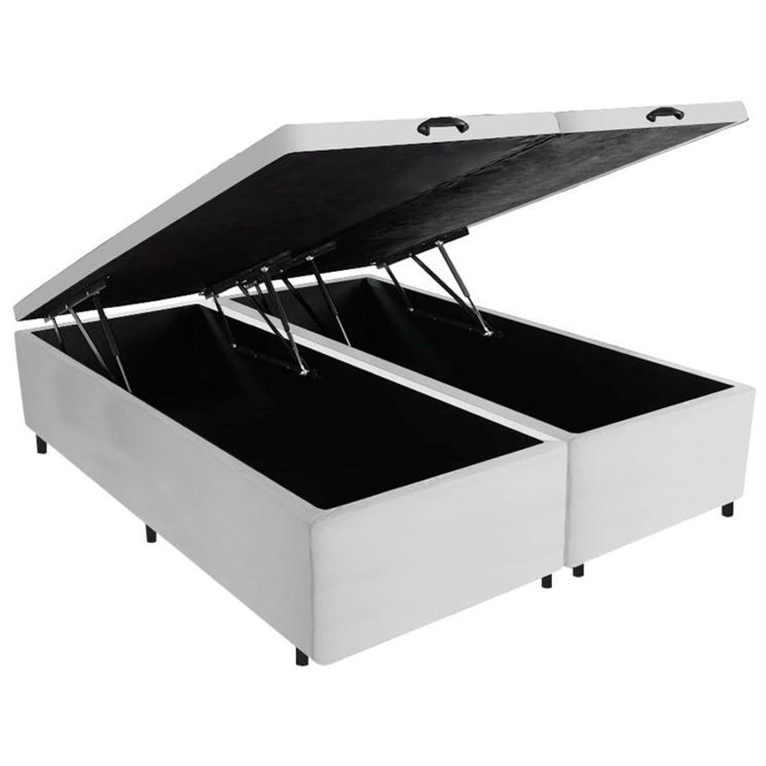 Cama Box Baú Casal Bipartido Sintético Branca 138x188 - imagem 4