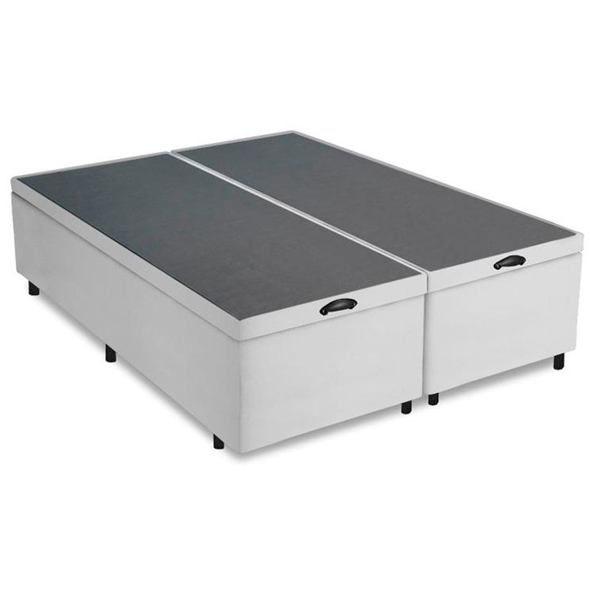 Cama Box Baú King Bipartido Suede Branca 193x203 - imagem 3