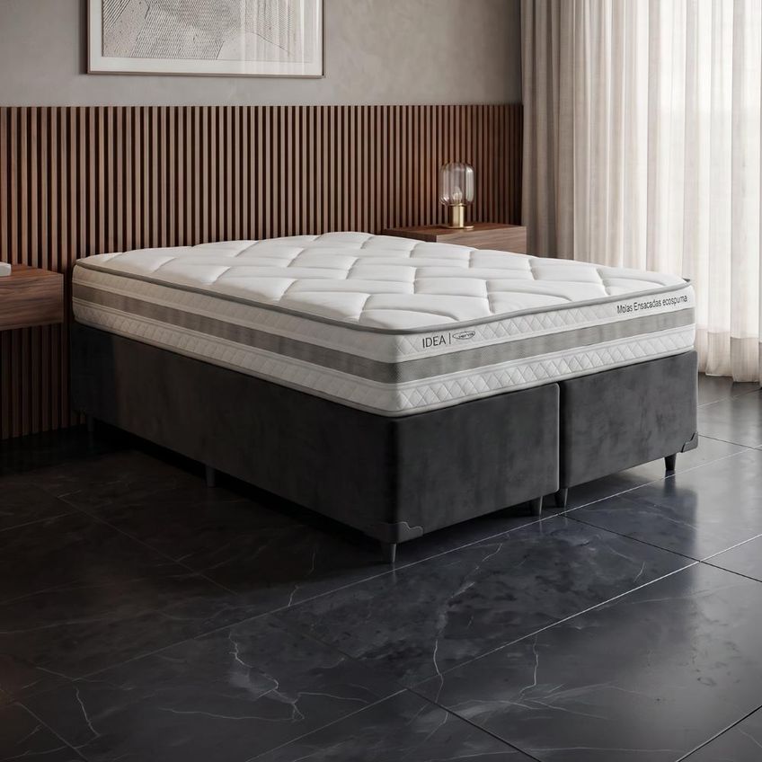 Cama Box Queen Molas Ensacadas Prisma 158x198x60cm Herval Suporta Até 110 Kg Por Pessoa - imagem 2