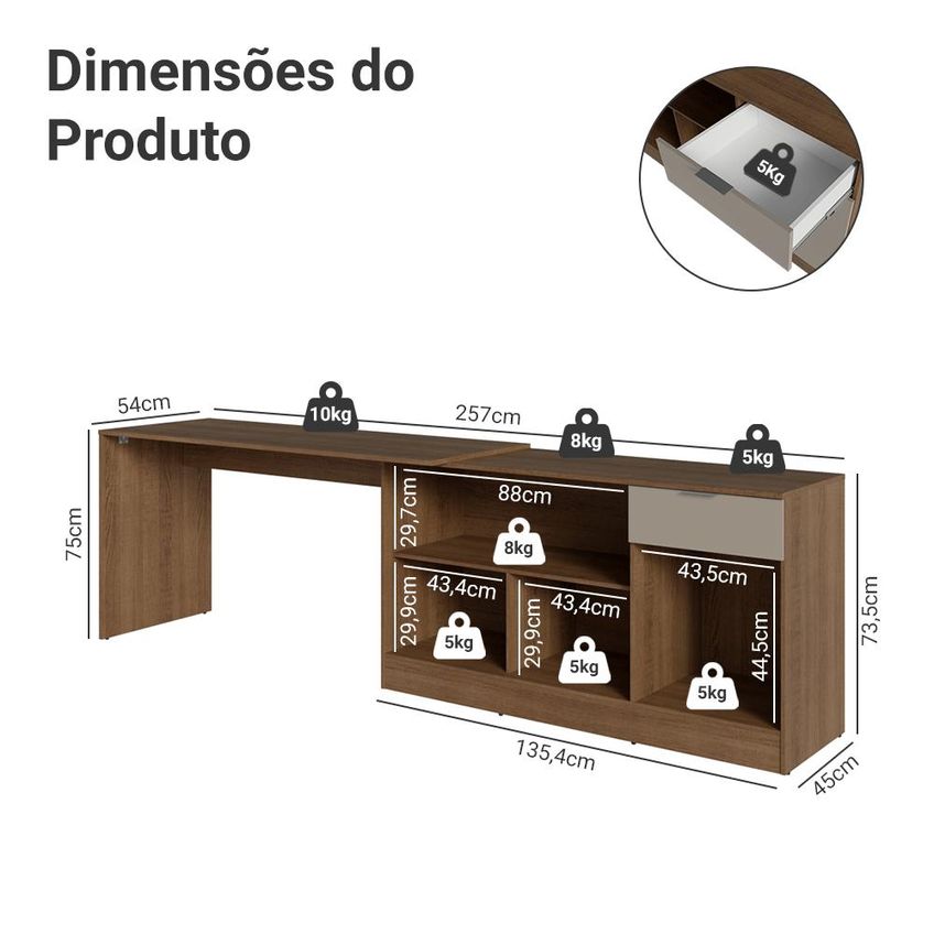 Escrivaninha Penteadeira De Canto Rustic/crema Madesa - imagem 4
