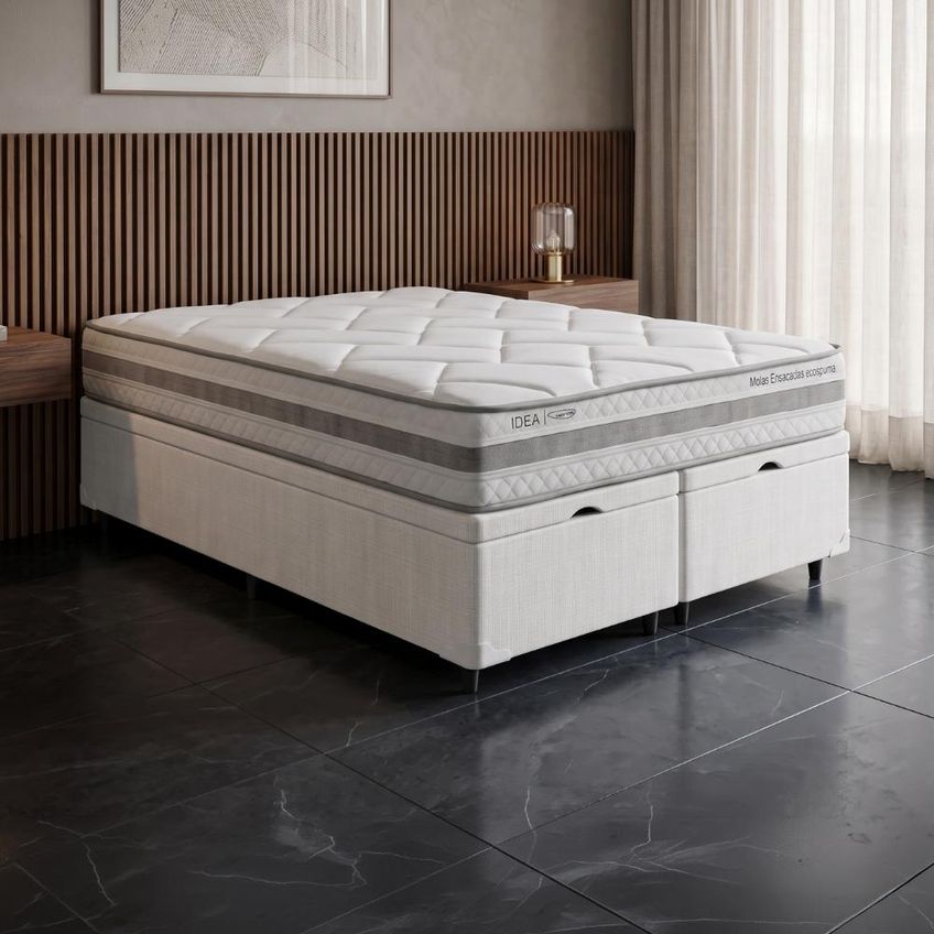 Cama Box Baú Queen Molas Ensacadas Prisma 158x198x63cm Herval - Suporta Até 110 Kg Por Pessoa - imagem 2