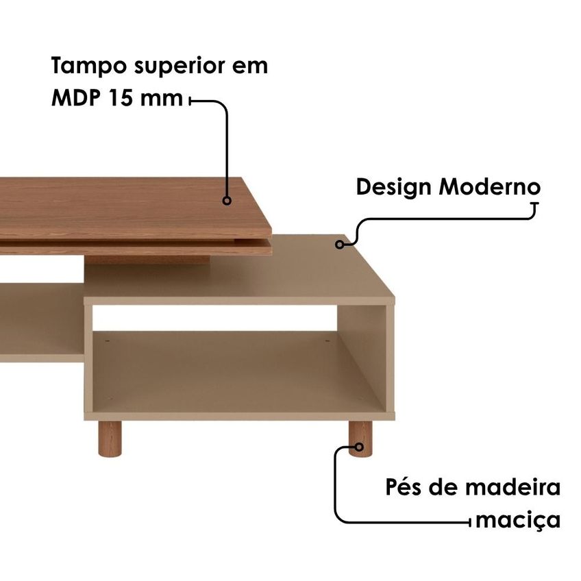 Mesa De Centro Para Sala Lima 90 Cm Fendi Freijo Bechara - imagem 5