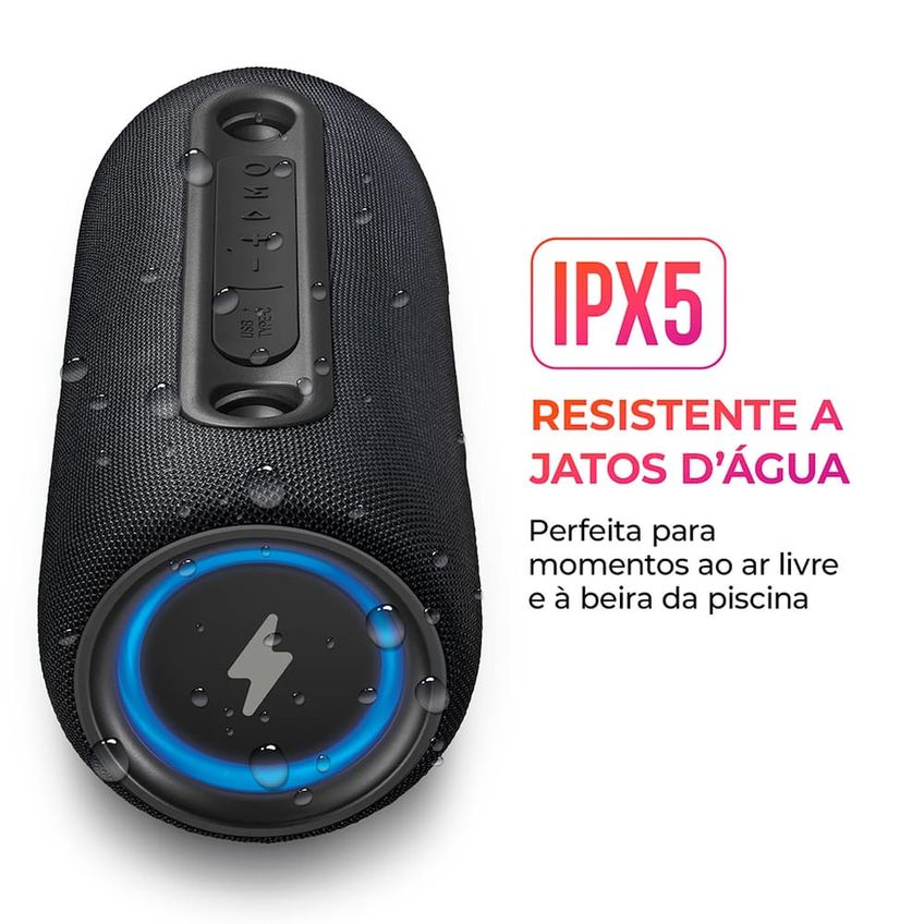 Caixa De Som Portátil Aiwa Speaker Aws-sp-04-lb 40w Bluetooth Ipx5 Led Color Lights - imagem 5