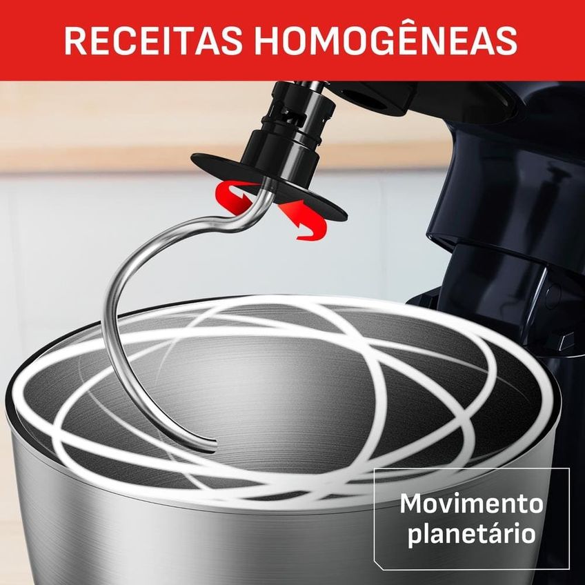 Batedeira Planetária Arno Bake Easy Km10 500w 3,5l 12 Velocidades - imagem 5