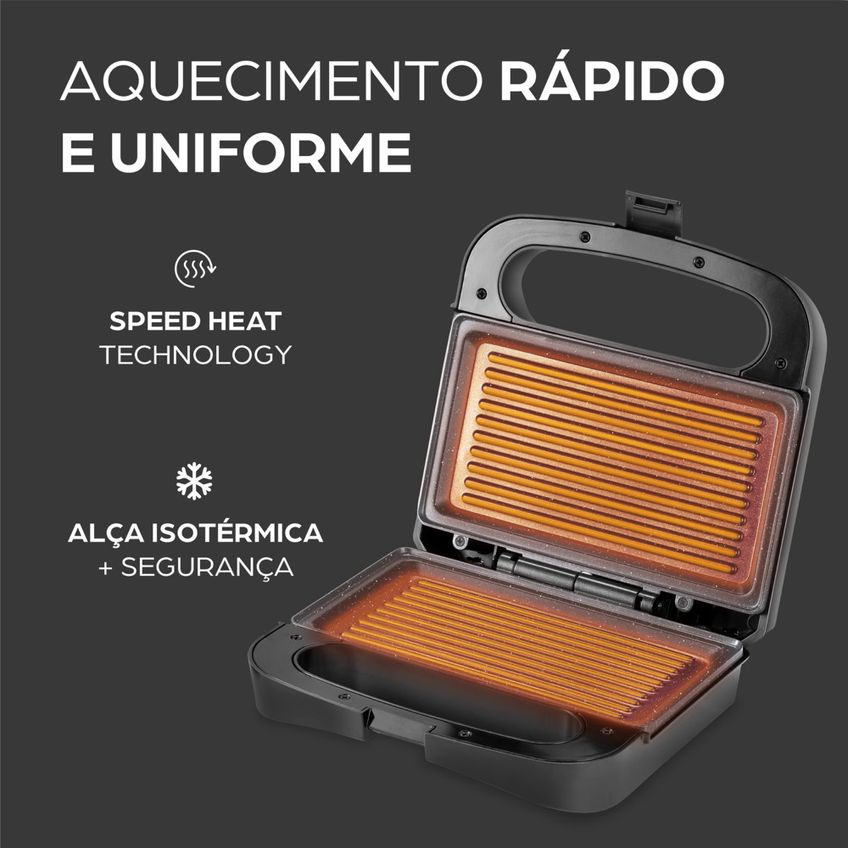 Sanduicheira E Grill Wap Ws750 750w Antiaderente Com Acabamento Inox - imagem 4