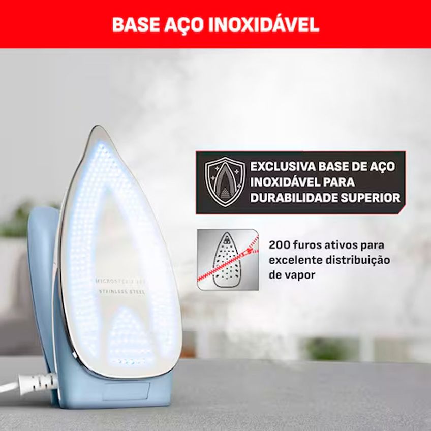 Ferro De Passar A Vapor De Viagem Arno Travelgliss Com Base Em Aço Inox - imagem 5