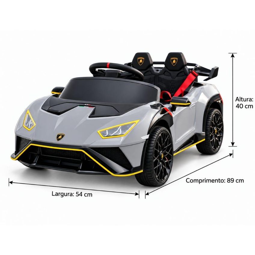 Carrinho Elétrico Infantil Lamborghini Vision Gran 12v Bang Toys Cinza - imagem 2