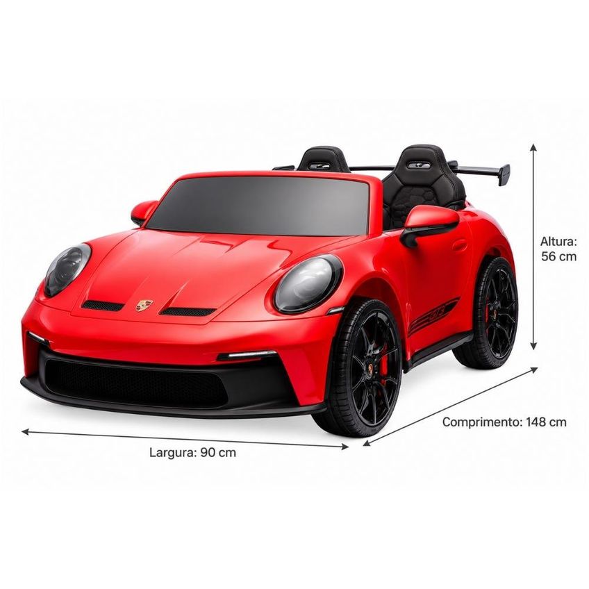 Carrinho Elétrico Infantil Porsche 911 GT3 24V com Controle Remoto Bang Toys Vermelho - imagem 2