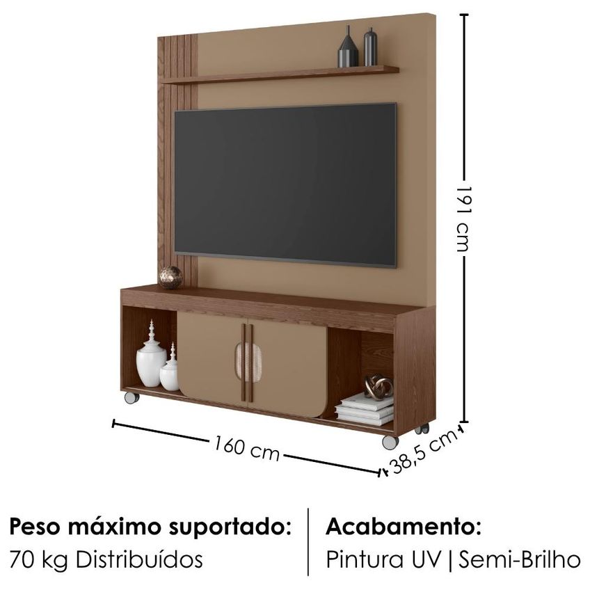 Estante Home TV 65 Pol 160 cm Maragogi Fendi Carvalho Bechara - imagem 3