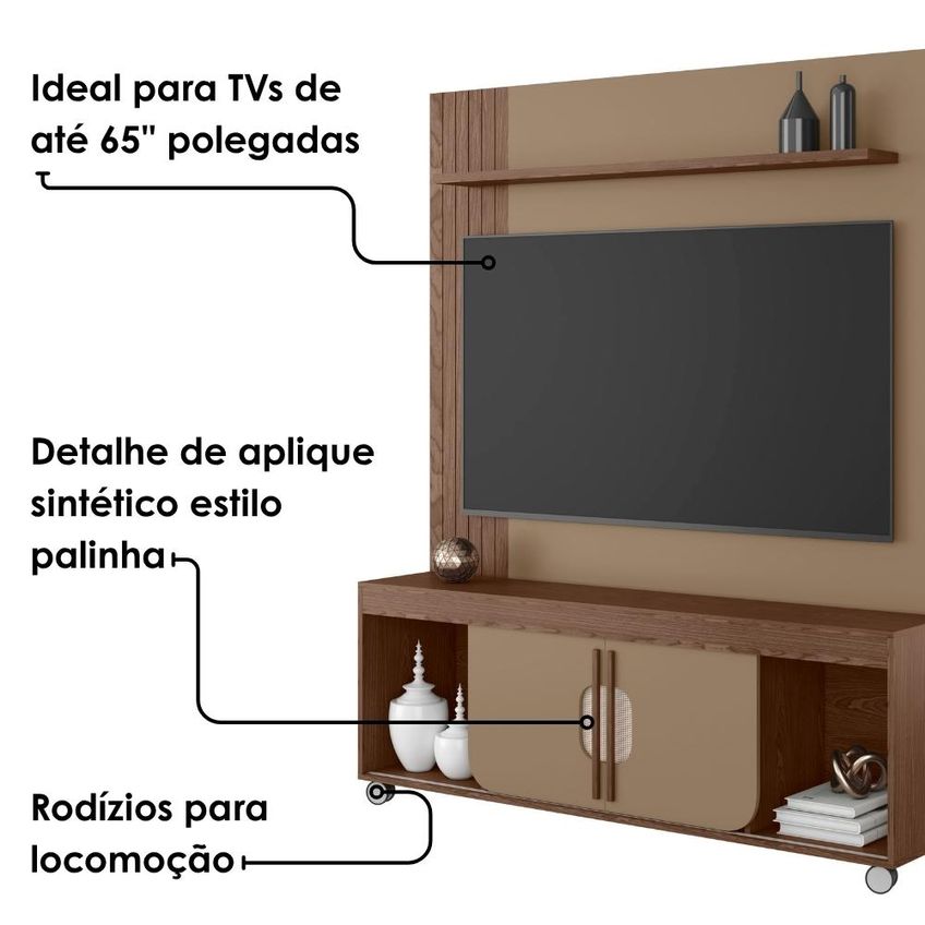 Estante Home TV 65 Pol 160 cm Maragogi Fendi Carvalho Bechara - imagem 5