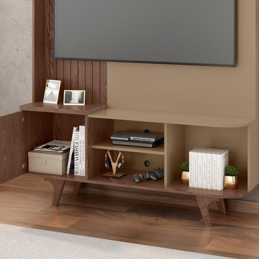 Estante Home TV 55 Pol 136 Cm Corumbau Fendi Carvalho Bechara - imagem 4