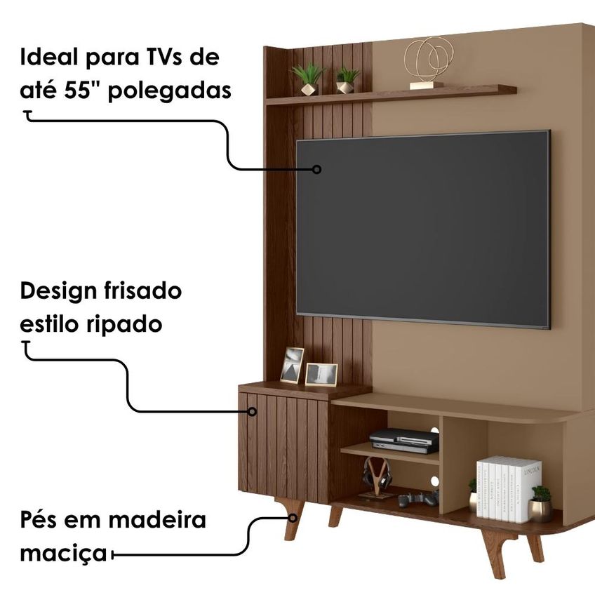 Estante Home TV 55 Pol 136 Cm Corumbau Fendi Carvalho Bechara - imagem 5