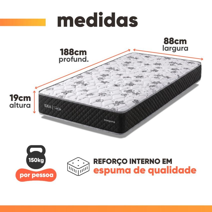Cama Box Baú Solteiro Espuma AG65 Double Face Belga 88x188x60cm Herval - Suporta Até 150kg - imagem 4
