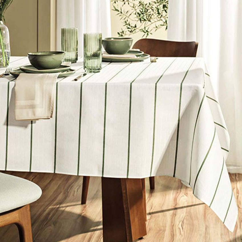 Toalha De Mesa Retangular Sempre Limpa Royale 160x220cm - Karsten Branca/verde - imagem 3