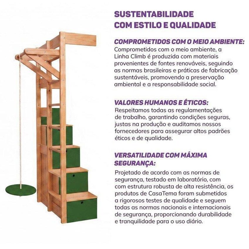 Kit Escada Baú E Playground Esquerdo Climb Casatema Verde/madeira Natural - imagem 5