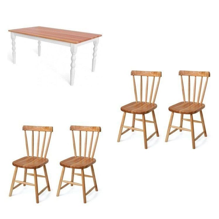Conjunto Mesa Madeira Ciça C/4 Cadeiras Em Madeira Branco/natural - imagem 2
