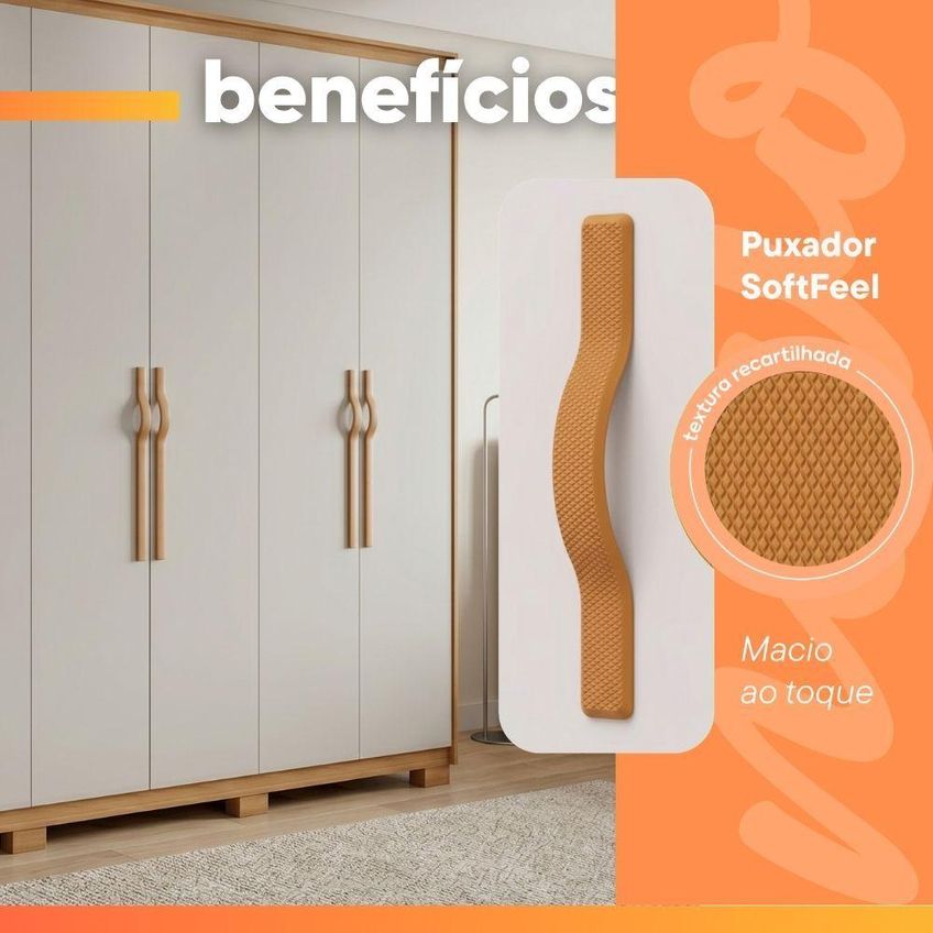 Guarda Roupa Casal Sulivan 6 Portas De Bater 6 Gavetas MDF Madeir-off - imagem 3
