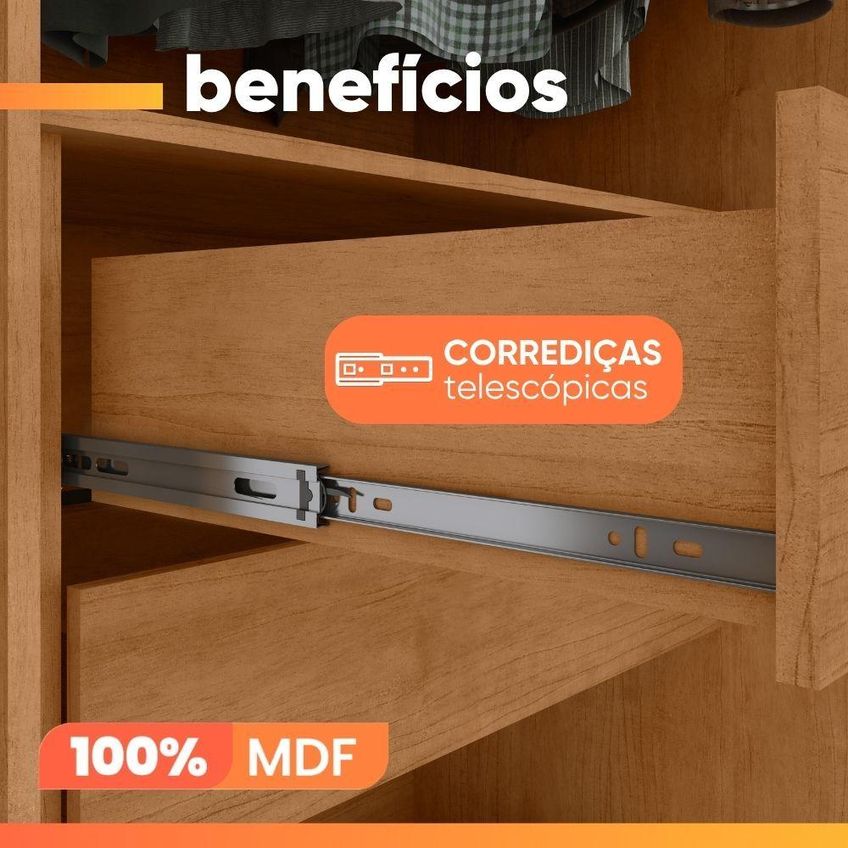 Guarda Roupa Casal Sulivan 6 Portas De Bater 6 Gavetas MDF Madeir-off - imagem 5