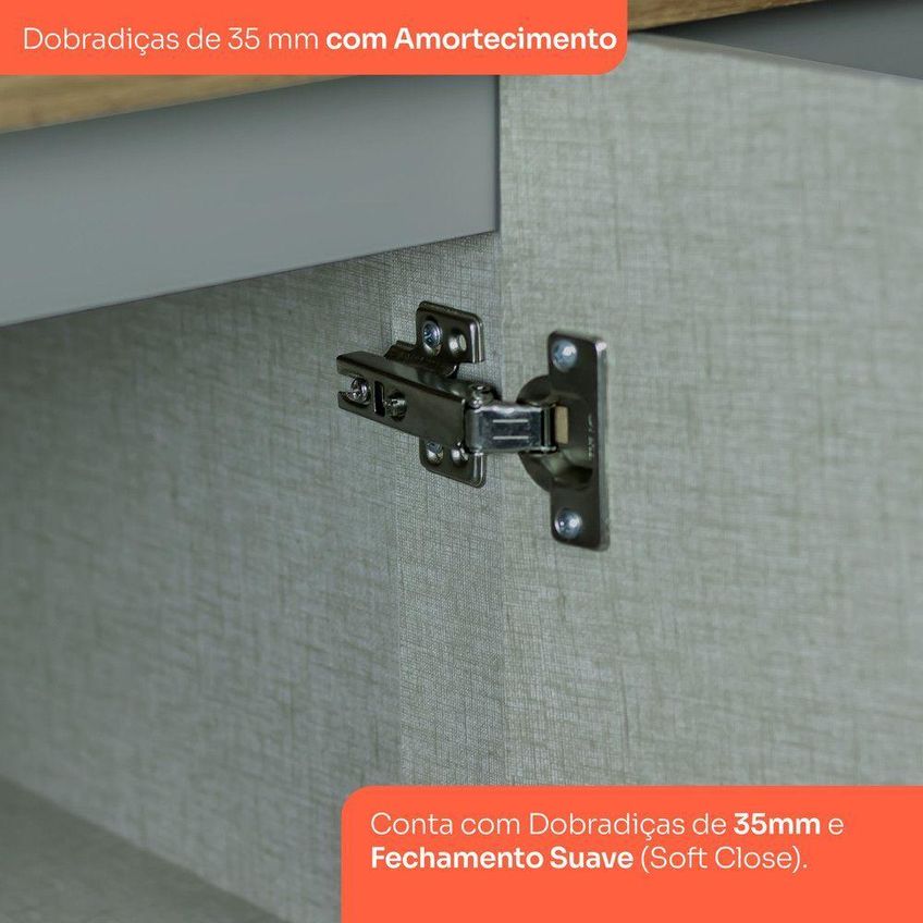Paneleiro Amy Casa 812 1 Porta 5 Prateleiras Mdf 50cm Cinza Para Cozinha Casa 812 - imagem 3