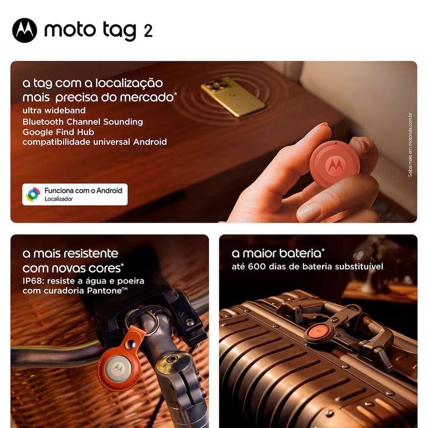 Rastreador/Localizador Moto Tag 2 Bluetooth Google Find My Device IP68 Motorola - imagem 3