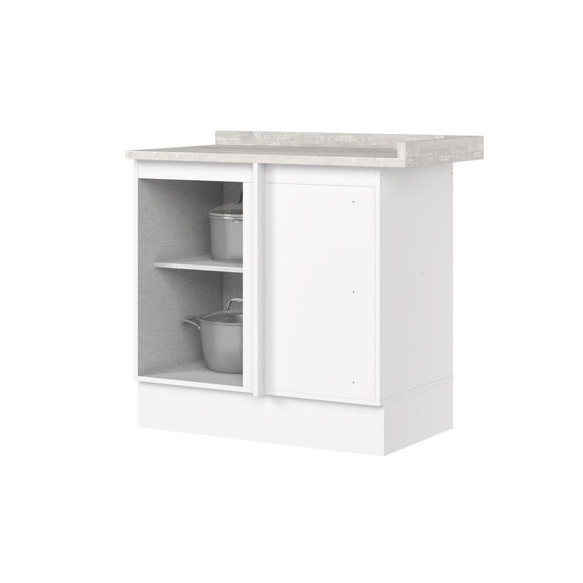 Balcão Canto Reto Amy 1 Porta 1 Prateleira MDF 84cm Branco Casa 812 Para Cozinha - imagem 3