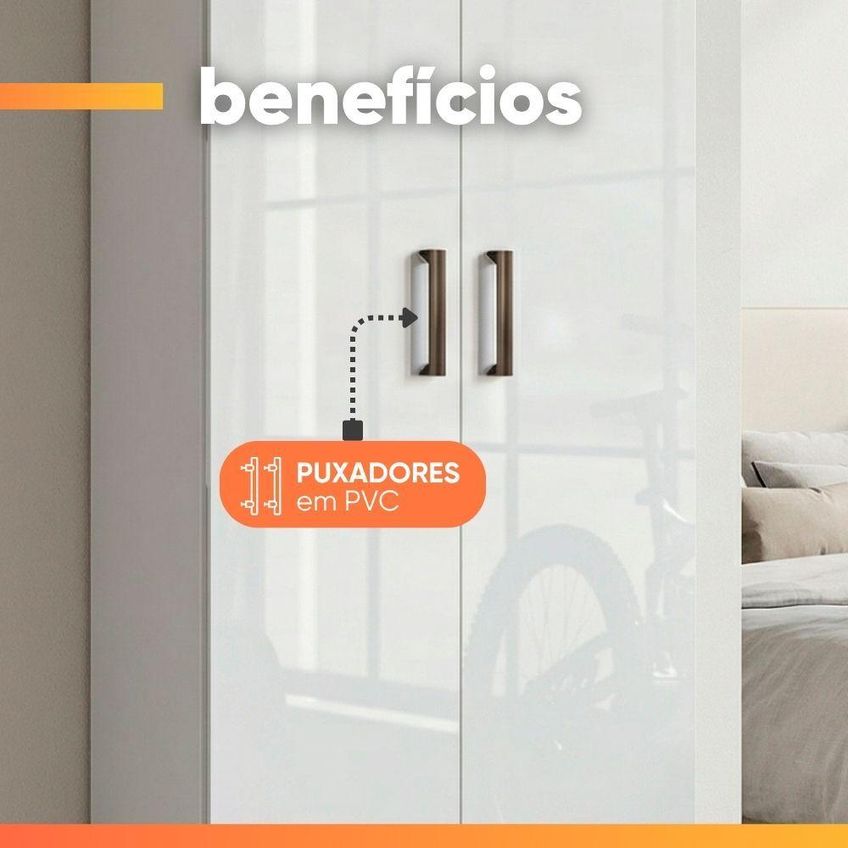 Armário Multiuso Irene 2 Portas 3 Prateleiras MDF-MDP 60cm Branco - imagem 4