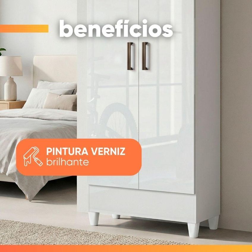 Armário Multiuso Irene 2 Portas 3 Prateleiras MDF-MDP 60cm Branco - imagem 5
