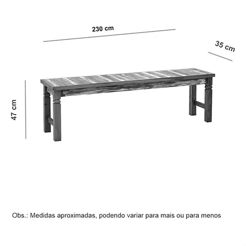Banco Ripado 2,3m 3 Lugares Madeira Maciça Amadeirado Natural Com Verniz Ideal 230cm - imagem 3