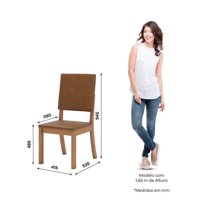 Conjunto 6 Cadeiras Layla Diamond Estrutura MDF-MDP Revestimento Linho Caramelo Casa 812 - imagem 3