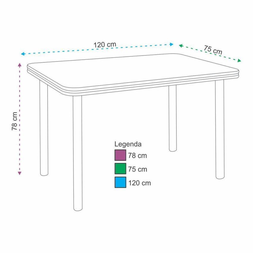 Mesa Estrutura Cromada MC4020-TP805 Tampo 1200x750x45mm - imagem 3