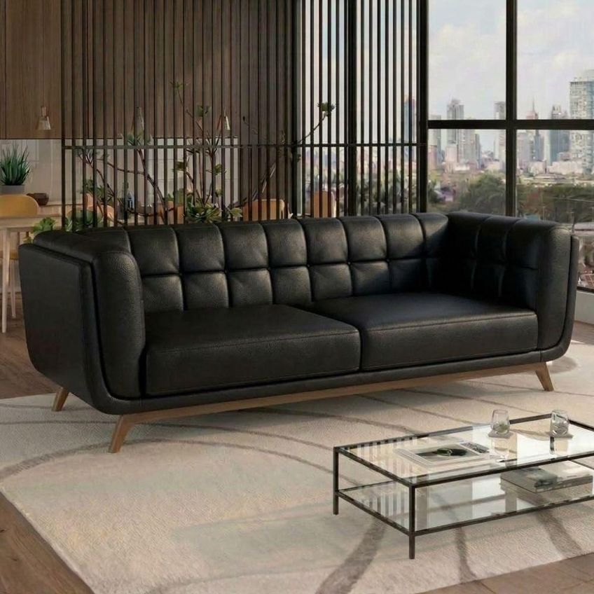Sofa Living 2 Lugares Bellare 180 Cm Pes Madeira Courino Tcs 724 Moll - imagem 2