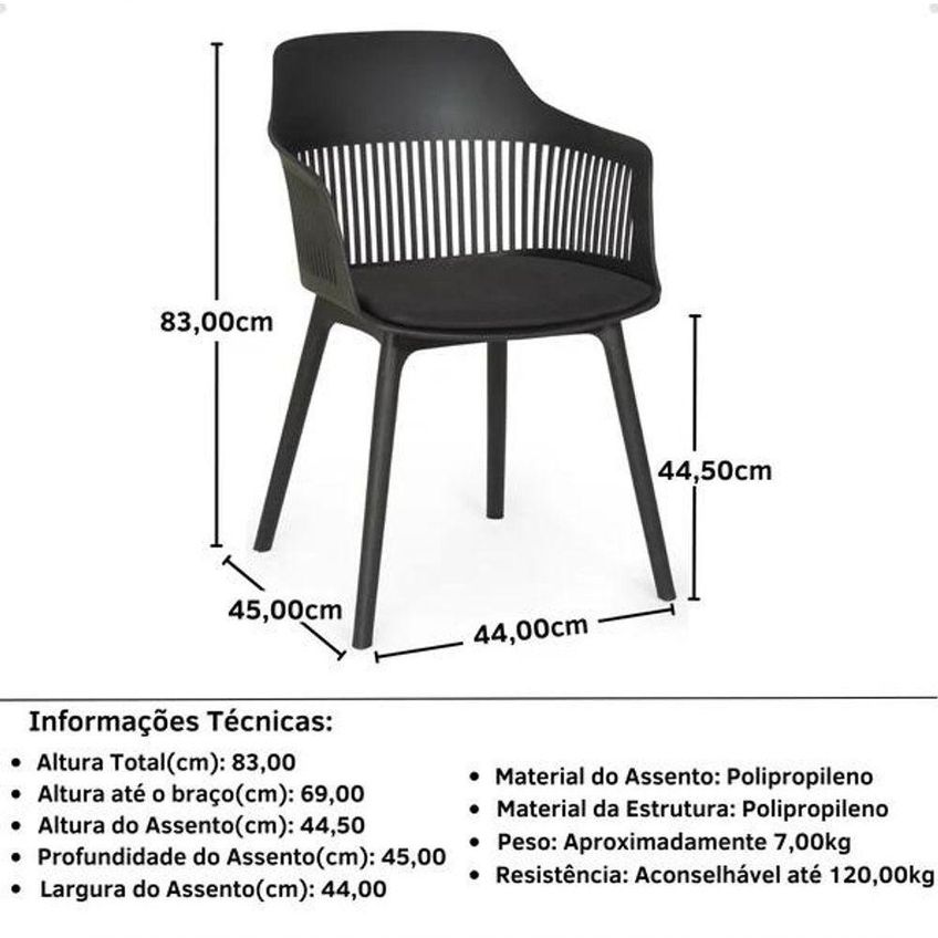 Kit 5 Cadeiras Marcela Plástico Courissimo Preto Decoreshop - imagem 5
