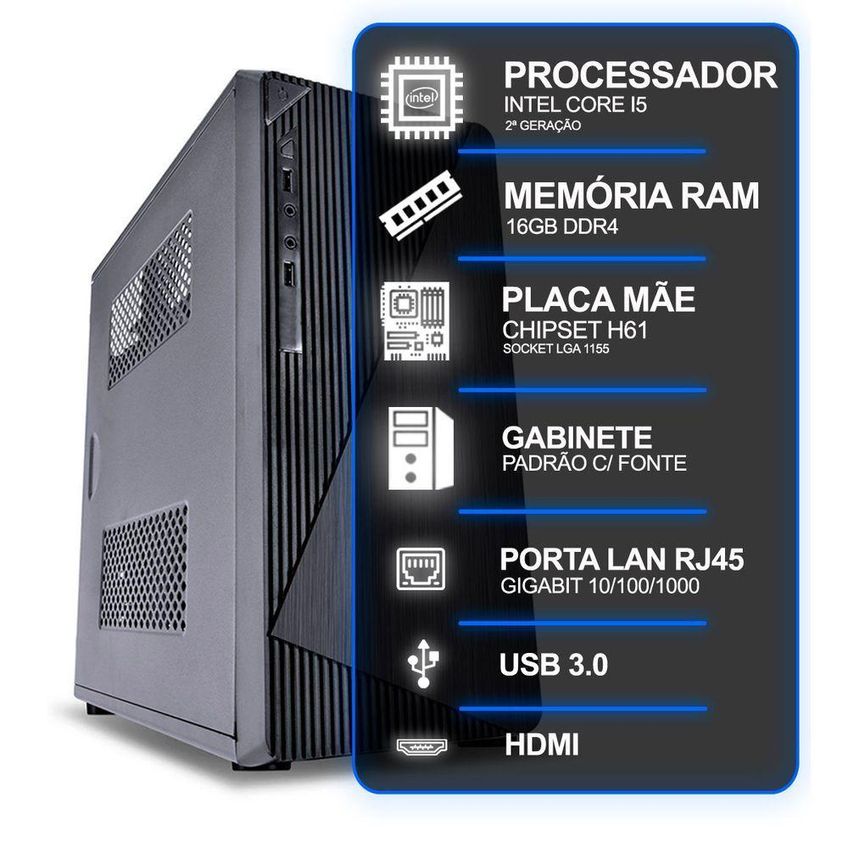 Computador Desktop Intel Core I5 2a Geração 16gb Ram Sem Ssd Sem Sistema Operacional Bivolt - imagem 3