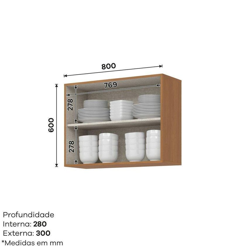 Armário Aéreo De Cozinha Venaly 80cm 2 Portas Mdf-mdp Cinamomo Móveis Henn - imagem 3