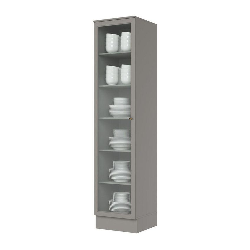 Cristaleira Amy Casa 812 1 Porta Sem Gavetas MDF 50cm Cinza Com Vidro - imagem 2