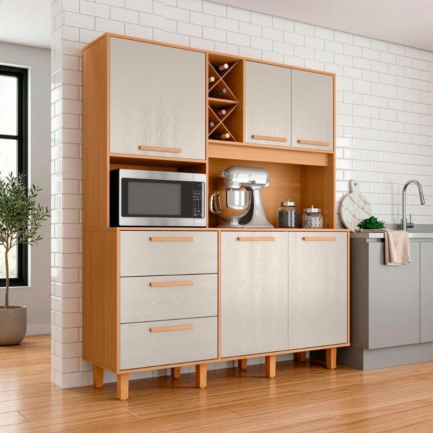 Cozinha Madri Adega 5 Portas 3 Gavetas Madeirado Areia - imagem 2