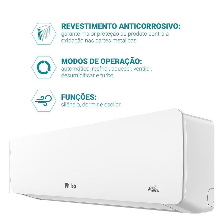 Ar Condicionado Split Hi Wall Philco 18.000 Btus Inverter Quente E Frio 220v R-32 - imagem 5