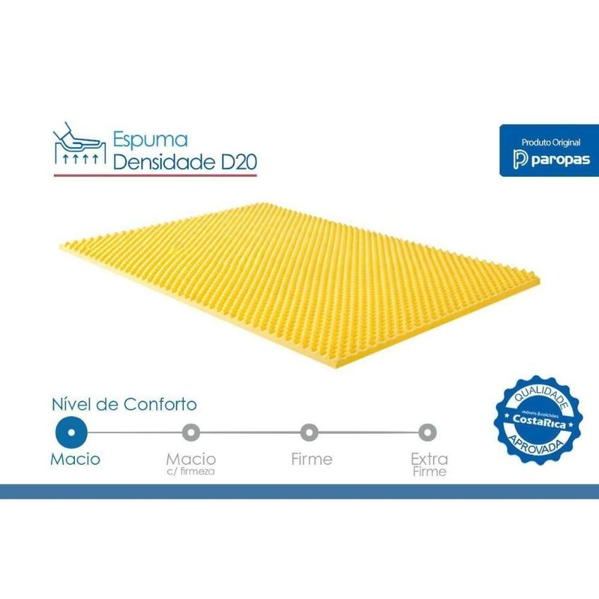 Colchão Pillow Top Casal Espuma D20 Caixa De Ovo Anti Escaras 126x186x5cm Amarelo - imagem 4