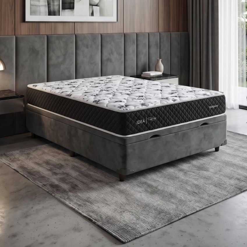 Cama Box Baú Casal Espuma AG65 Double Face Belga 138x188x60cm Herval Suporta Até 150kg Por Pessoa - imagem 2