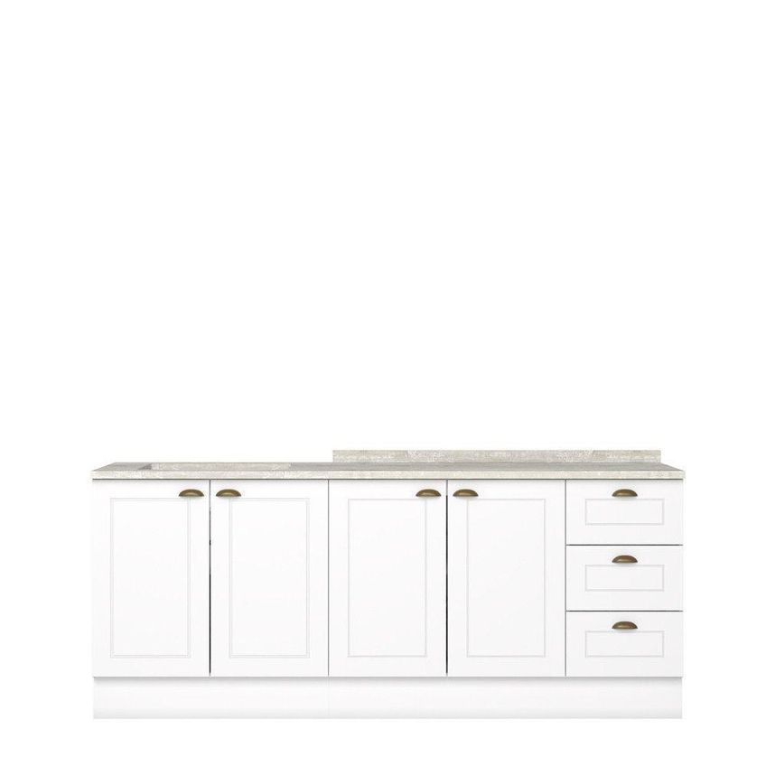 Cozinha Compacta Amy Casa 812 4 Portas 3 Gavetas MDF 200cm Branco Casa 812 - imagem 4