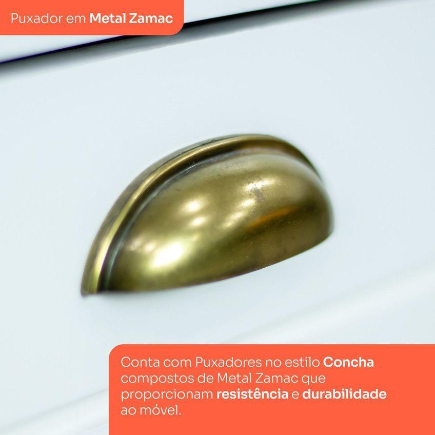 Balcão Amy Casa 812 2 Gavetas MDF 80cm Branco Cozinha Estilo Americano Casa 812 - imagem 4
