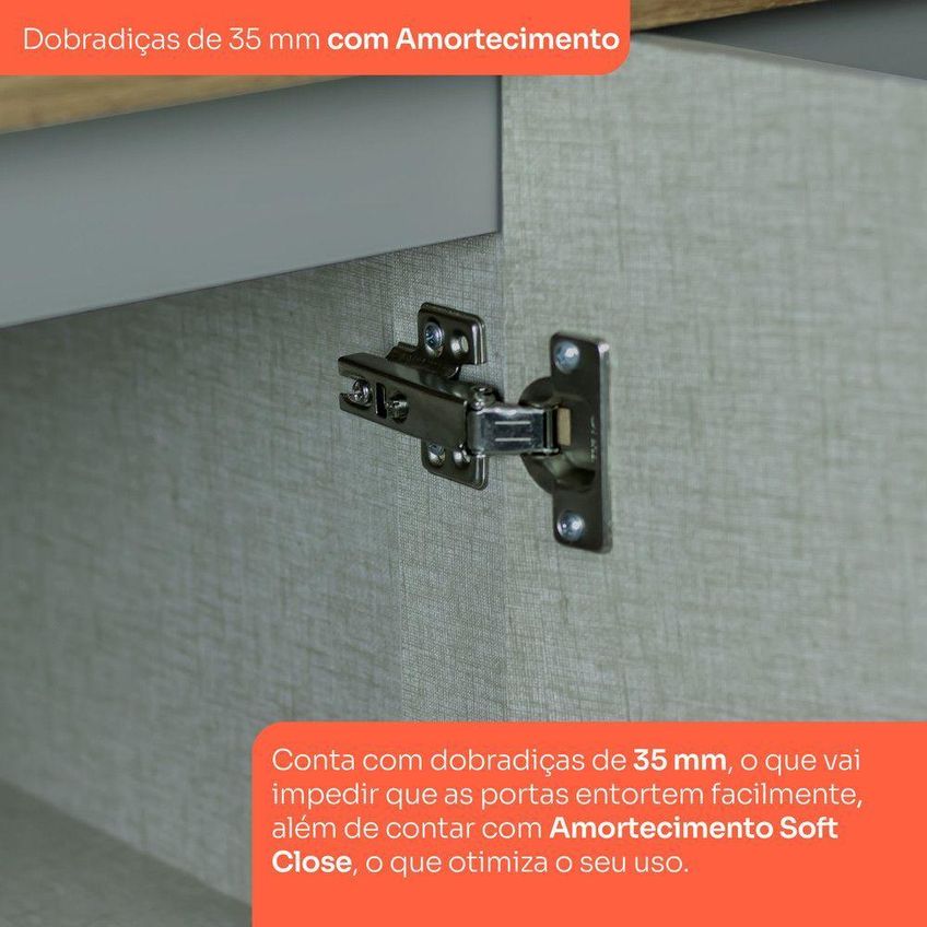Cozinha Compacta Amy 2 Portas 4 Gavetas MDF 80cm Cinza Casa 812 - imagem 2