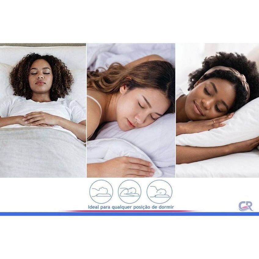 Kit 2 Travesseiros Látex Sleep Flocos Anatômico 45x65x16cm Algodão Branco Colchões Castor - imagem 4