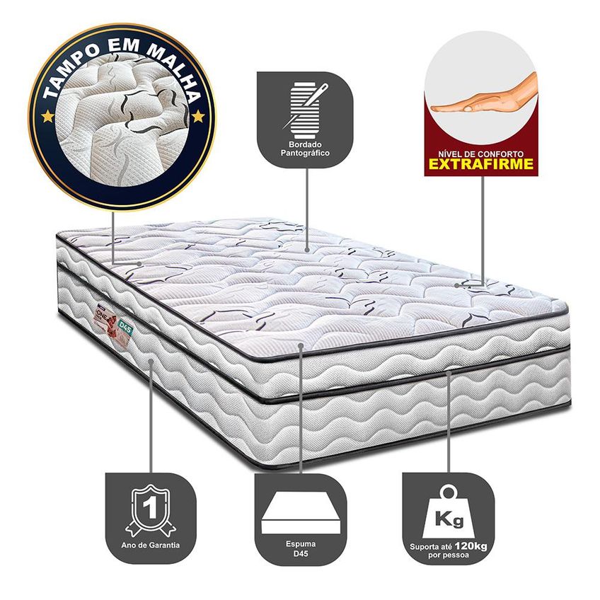 Colchão Solteiro Moderne 88x188x25 One Face Espuma D45 Branco Cama Inbox - imagem 5
